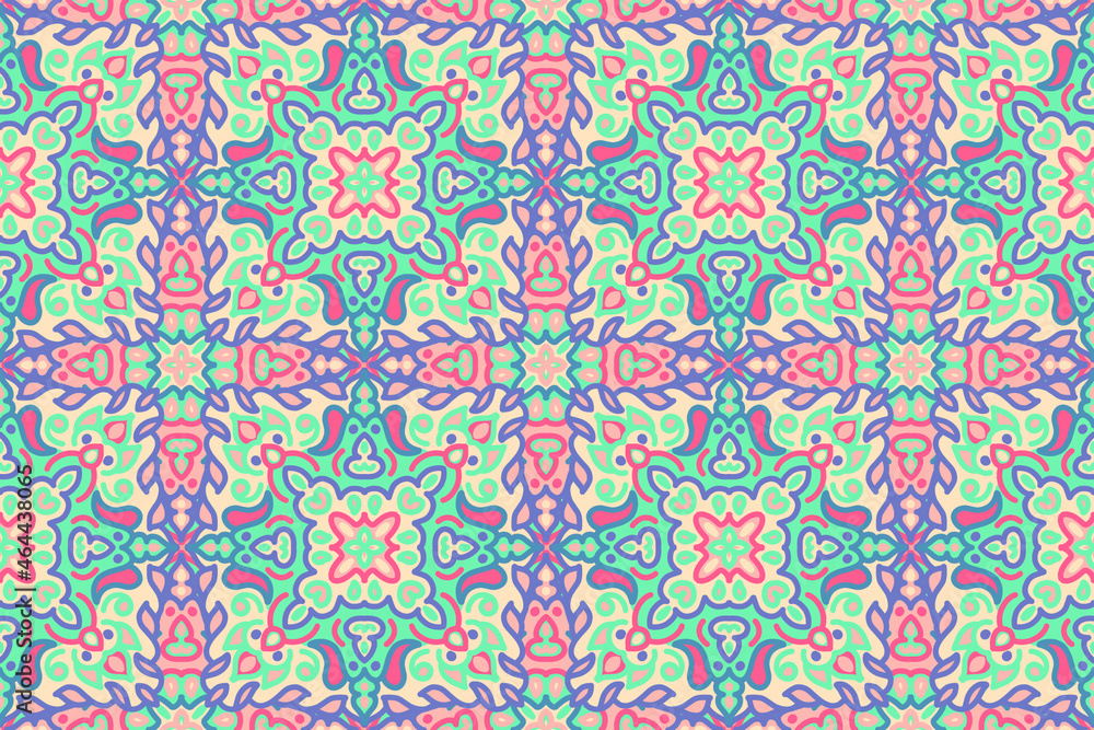 Colorful cute seamless pattern doodle style background