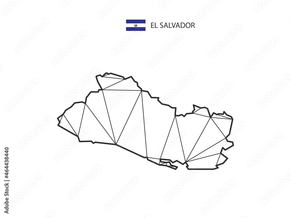 Mosaic triangles map style of El Salvador isolated on a white background. Abstract design for vector.
