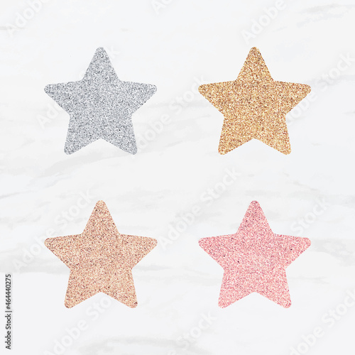 Glitter star sticker set vector
