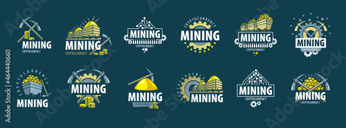Digital currency mining. Abstract sign. Vector illustration