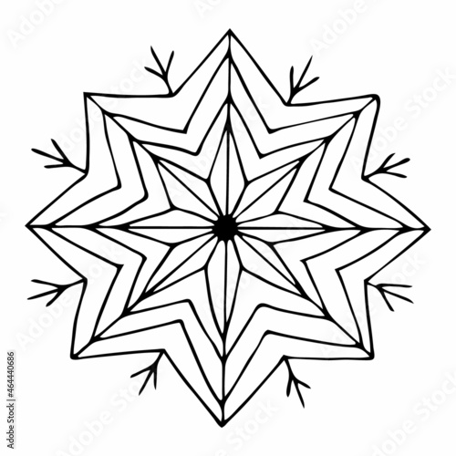 A single vector snowflake icon. Hand-drawn winter doodle illustration.