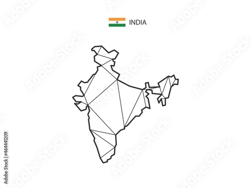 Mosaic triangles map style of India isolated on a white background. Abstract design for vector.