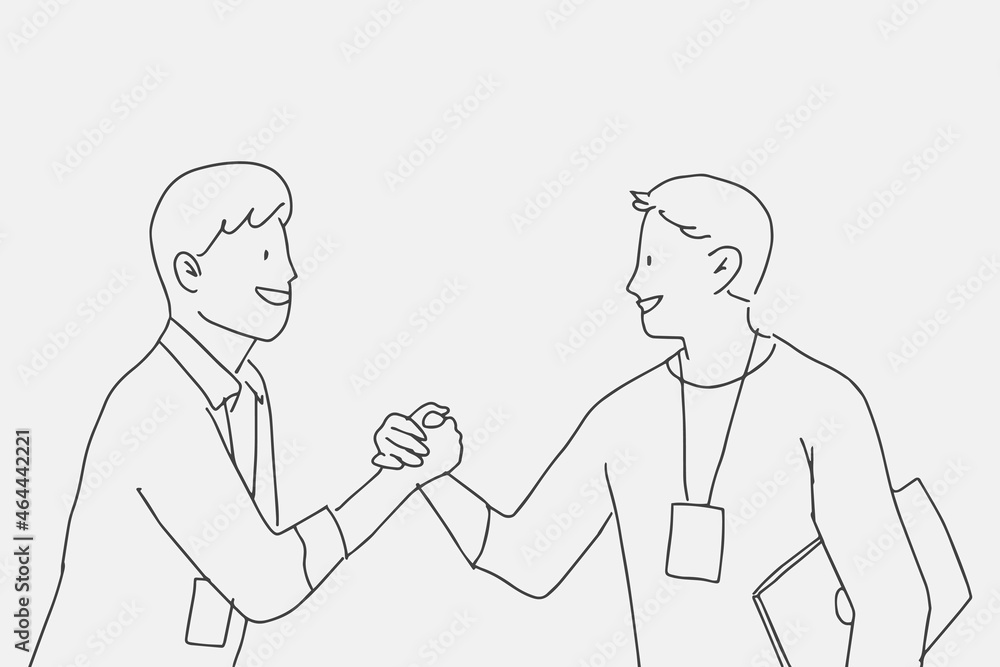 People doodle vector colleagues holding hands characters