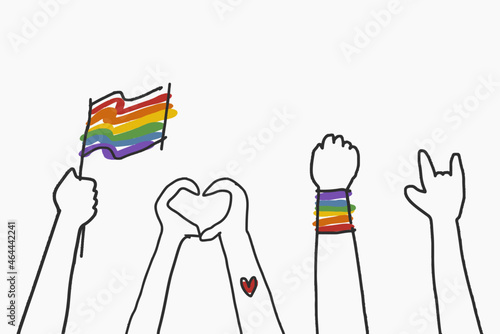Gay pride doodle vector hand drawn style photo
