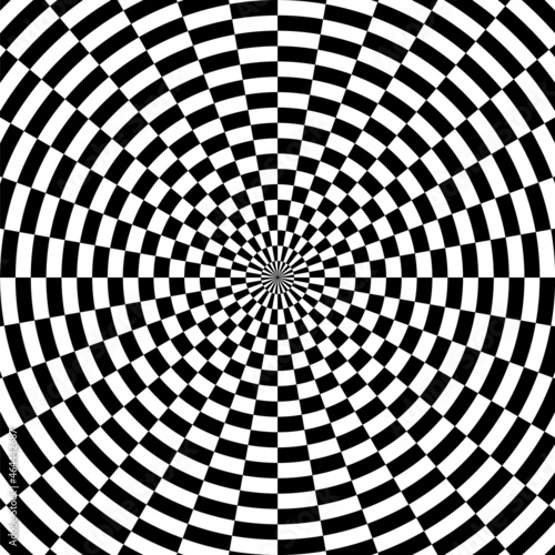 Black and white abstract checkerboard for background. Circular composition. Editable colors. Tile pattern in EPS8. #4