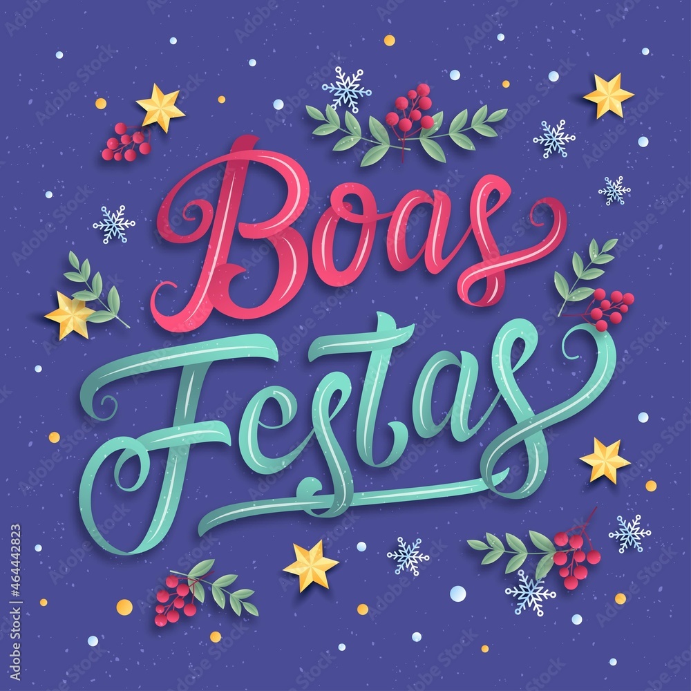 boas festas lettering concept vector design illustration
