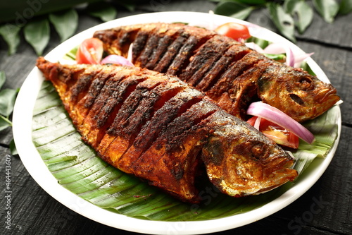 Homemade Indian seafood recipes, fish fry with traditional spices.