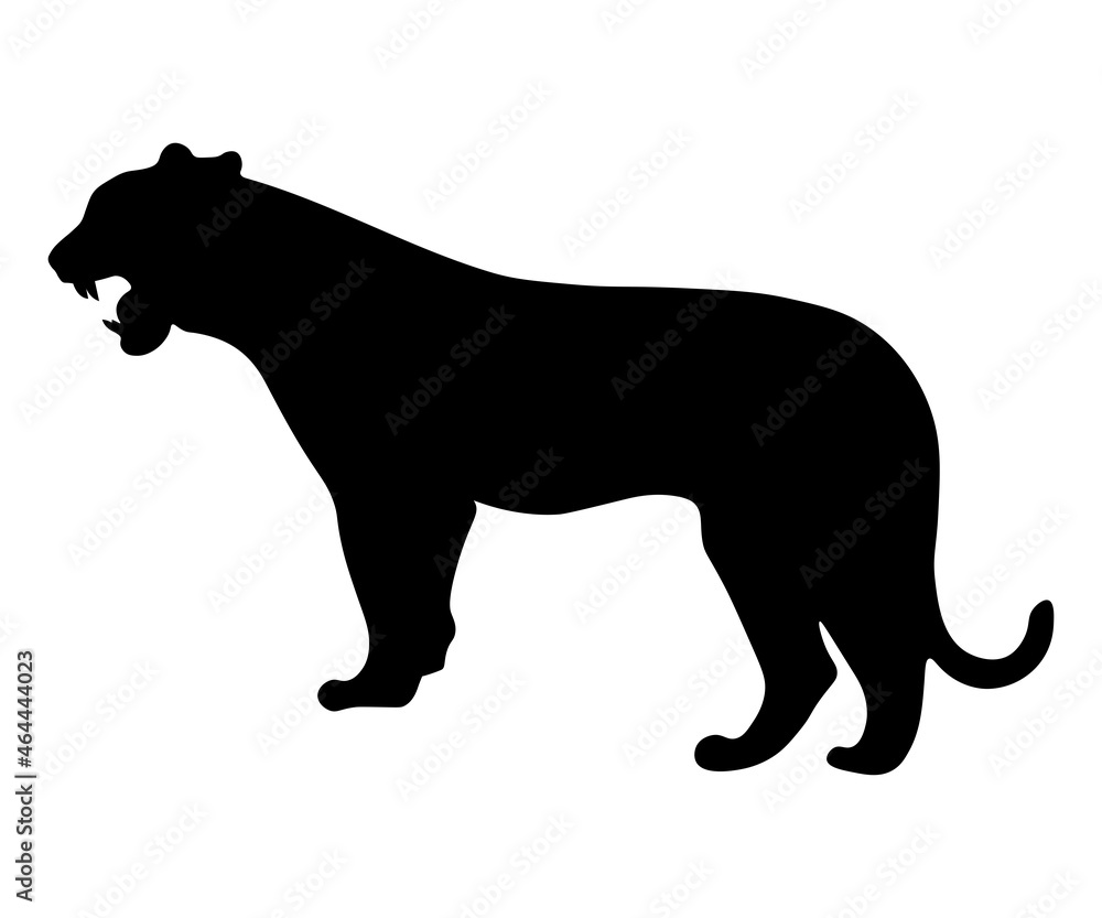 silhouette of a snarling tiger