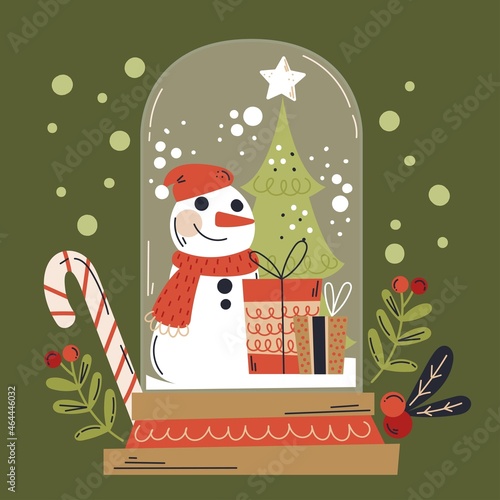 hand drawn christmas snowball globe vector design illustration