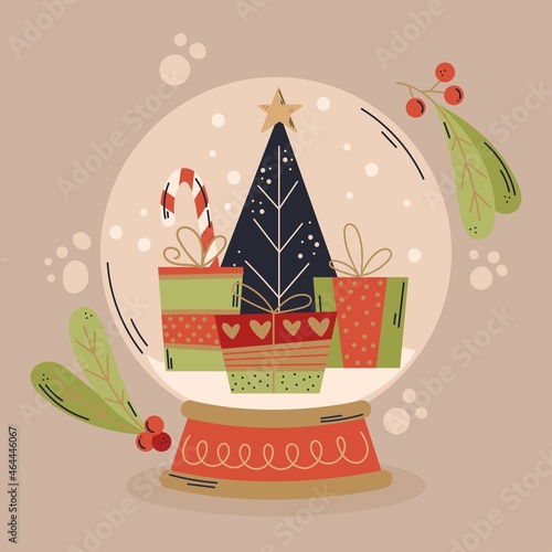 hand drawn christmas snowball globe vector design illustration