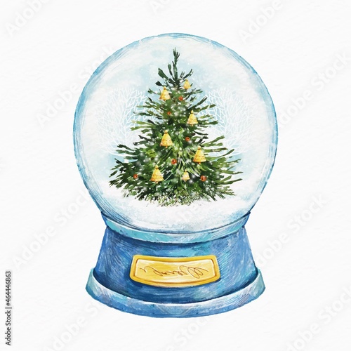 watercolor christmas snowball globe vector design illustration