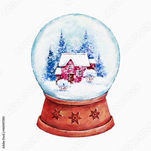 watercolor christmas snowball globe vector design illustration