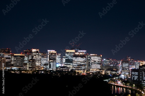 Tokyo, Castle, Imperial Palace, Woodland, Skyscrapers, Otemachim, Night