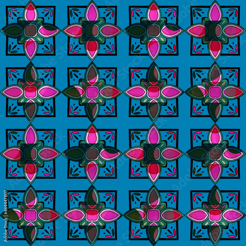Oriental Tile Pattern Detailed Textured Seamless Design Otantic Look Moroccan Italian Tile Background photo