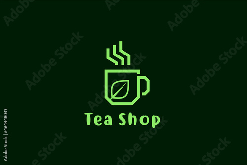 green tea shop logo design, usable logo design for tea brand, tea shop, restaurant,