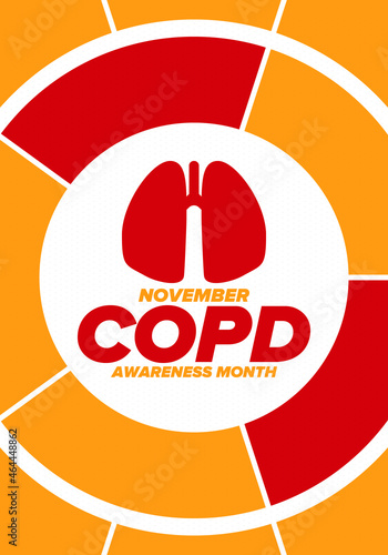 COPD Awareness Month in November. Chronic Obstructive Pulmonary Disease. Celebrated annual in United States. Medical health care and awareness design. Poster, card, banner and background. Vector
