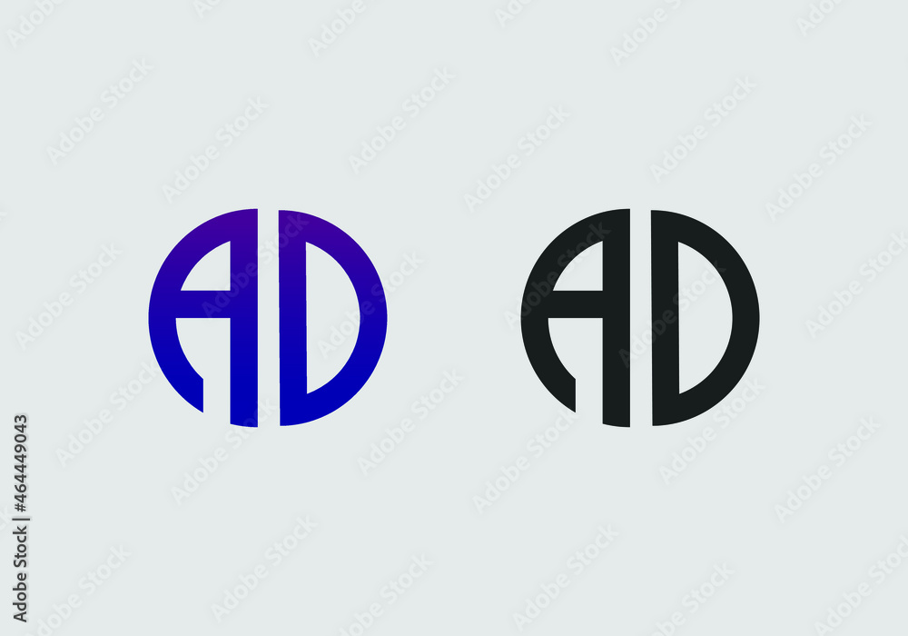 Obraz premium AD initial letter logo vector template | creative modern monogram circle logo