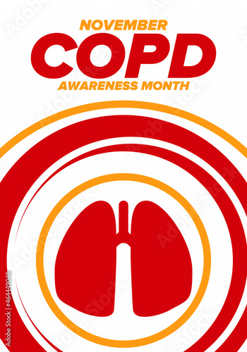 COPD Awareness Month in November. Chronic Obstructive Pulmonary Disease. Celebrated annual in United States. Medical health care and awareness design. Poster, card, banner and background. Vector