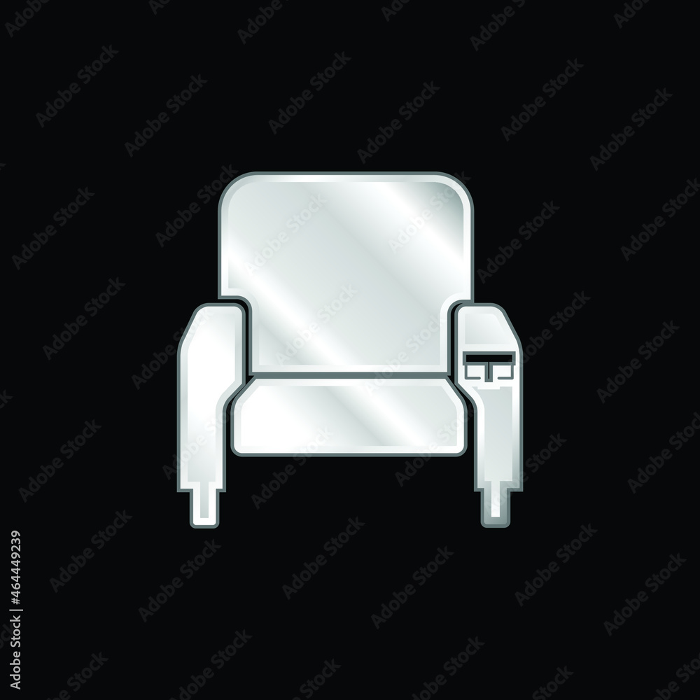 Armchair silver plated metallic icon Armchair silver plated metallic icon