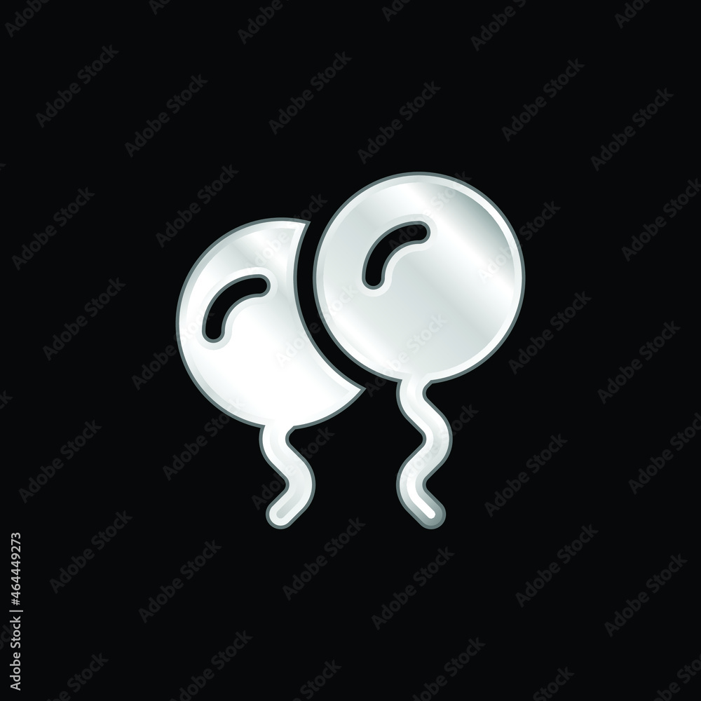 Balloon silver plated metallic icon Balloon silver plated metallic icon