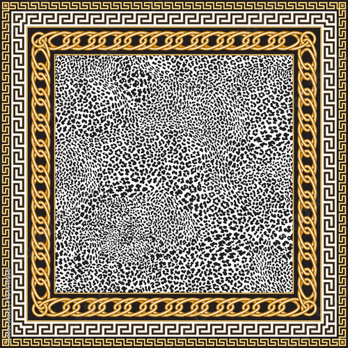 Foto Vector carpet print on a beige leopard skin pattern background