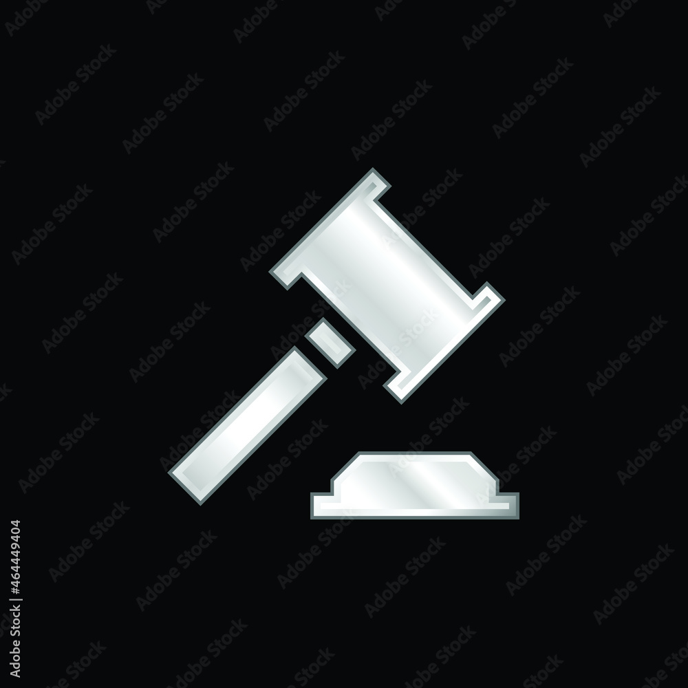 Auction silver plated metallic icon Auction silver plated metallic icon