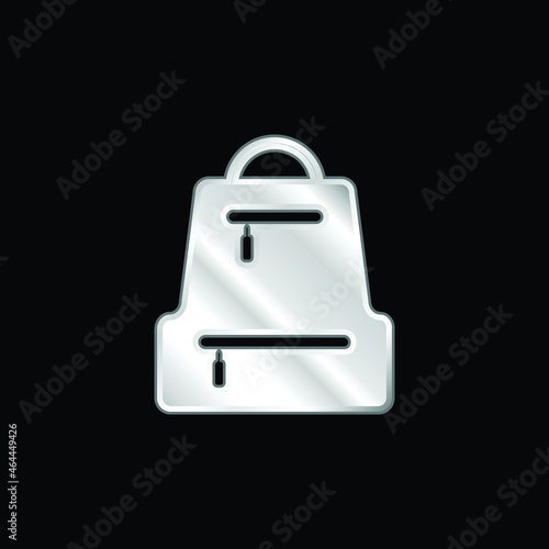 Bag Pack silver plated metallic icon