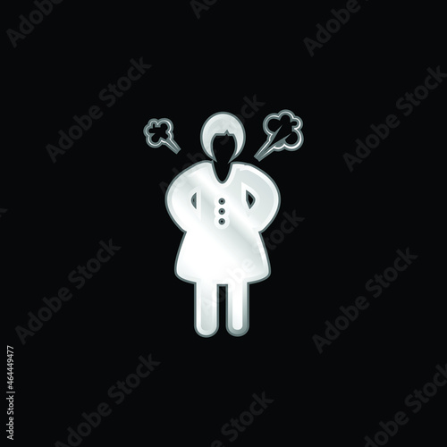 Angry Woman silver plated metallic icon