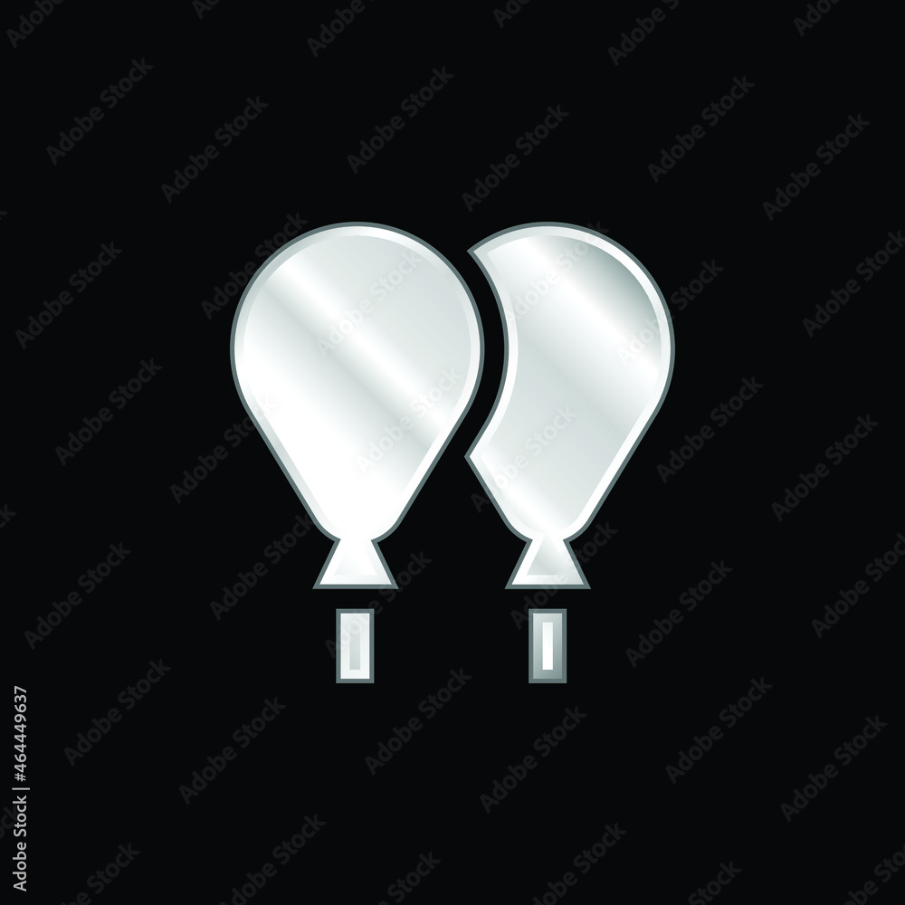 Balloons silver plated metallic icon Balloons silver plated metallic icon