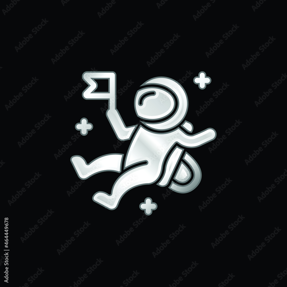 Astronaut silver plated metallic icon