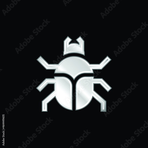 Beetle silver plated metallic icon