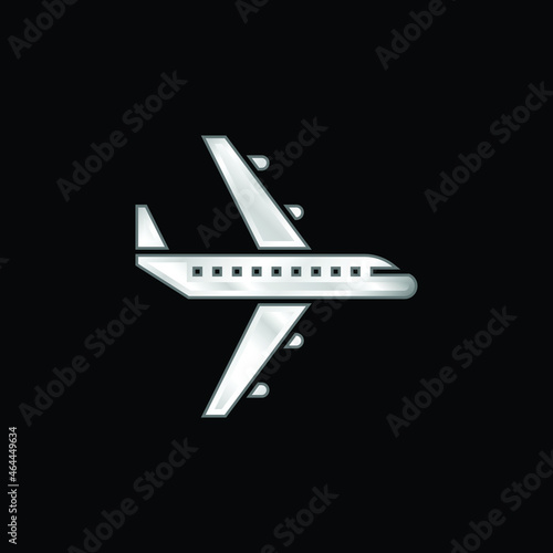 Airplane silver plated metallic icon