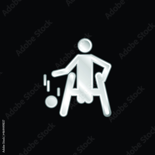 Basketball Paralympic Silhouette silver plated metallic icon