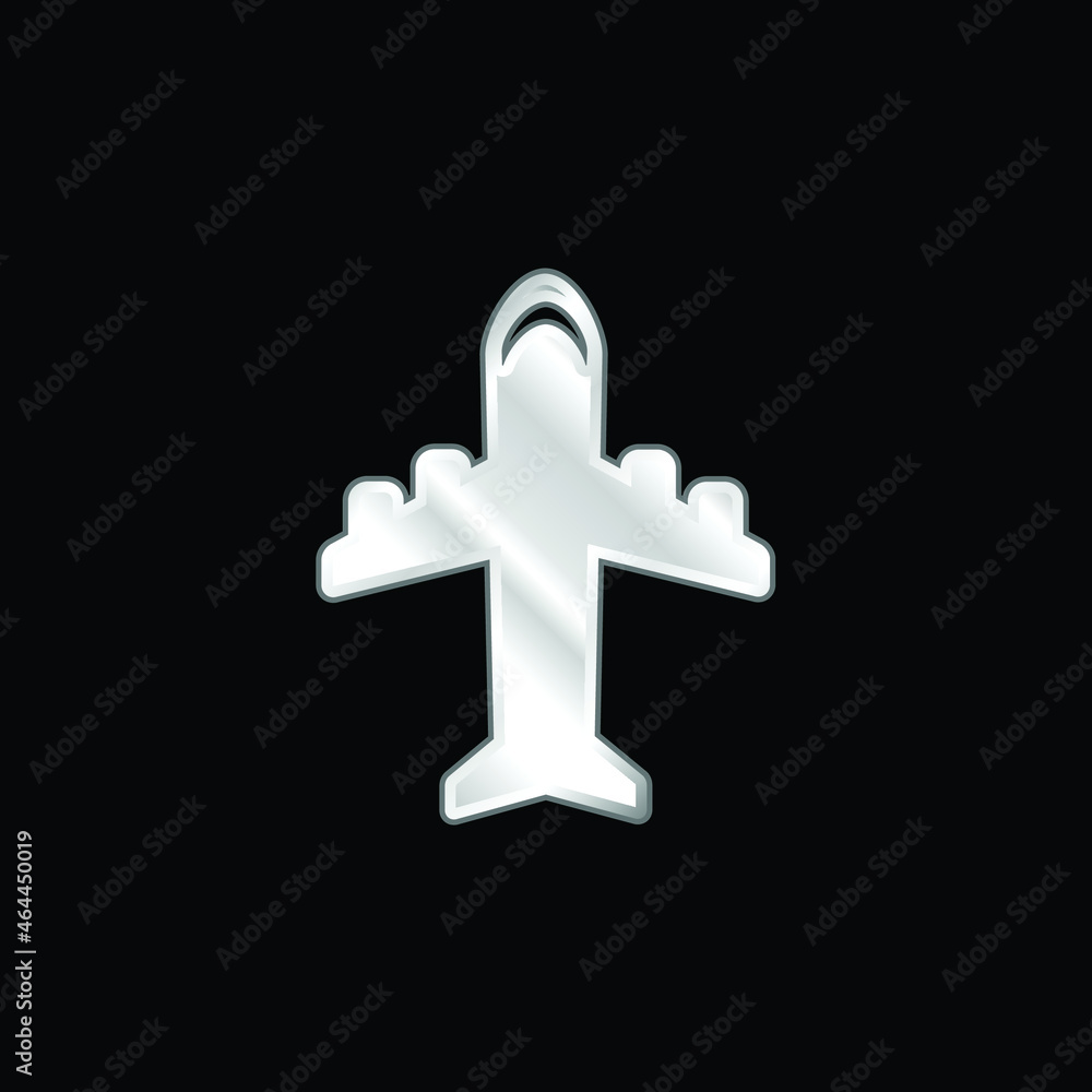 Obraz premium Airplane With Four Engines silver plated metallic icon