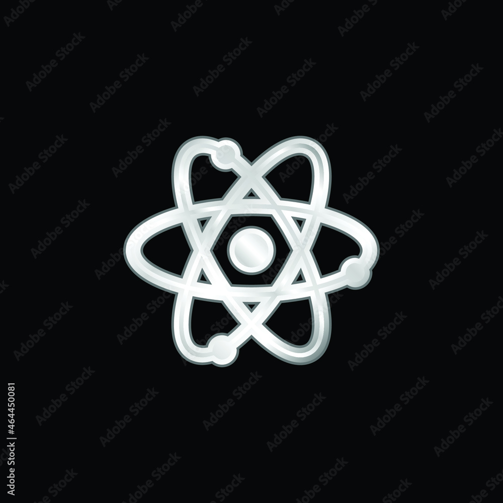 Atom silver plated metallic icon Atom silver plated metallic icon