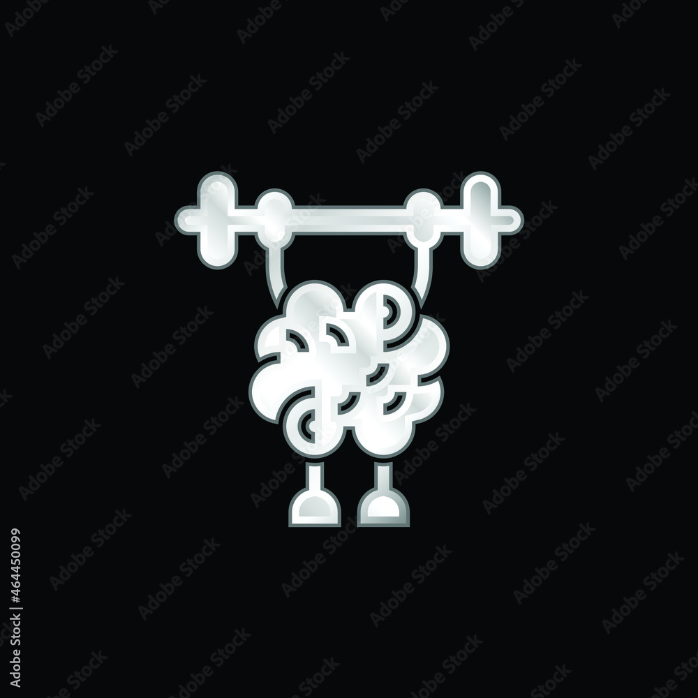 Brain silver plated metallic icon Brain silver plated metallic icon