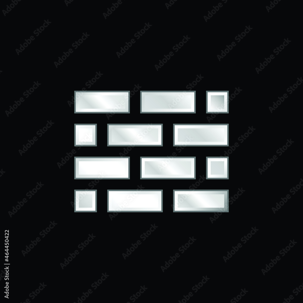 Brickwall silver plated metallic icon Brickwall silver plated metallic icon
