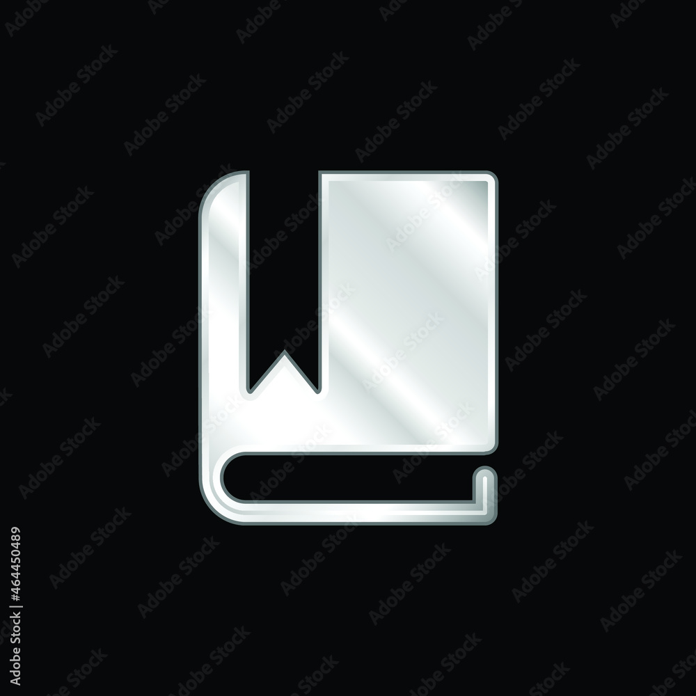 Book With White Bookmark silver plated metallic icon Book With White Bookmark silver plated metallic icon