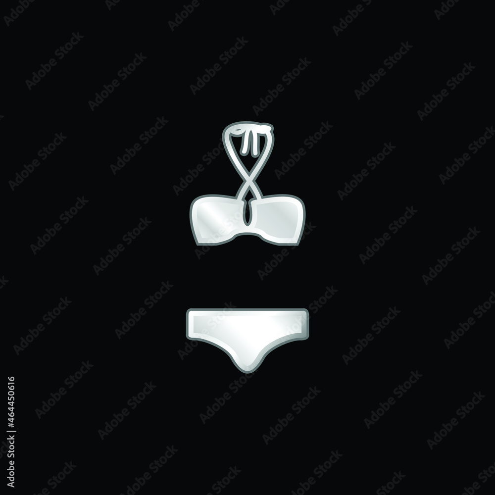 Bikini silver plated metallic icon Bikini silver plated metallic icon