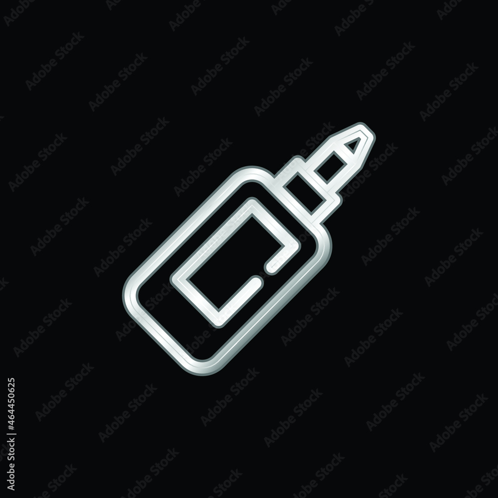 Bottle Of Glue silver plated metallic icon Bottle Of Glue silver plated metallic icon