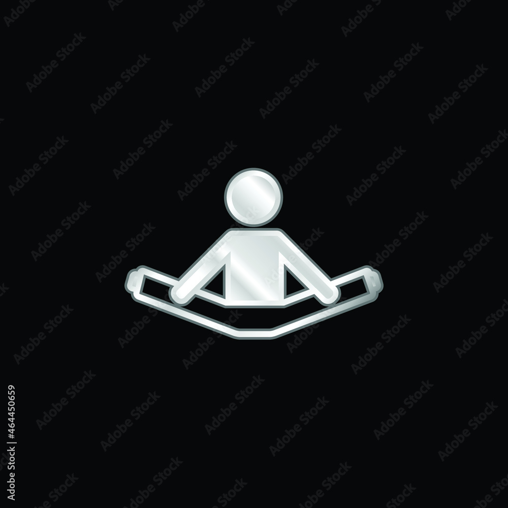 Boy Sitting Stretching Two Legs silver plated metallic icon
