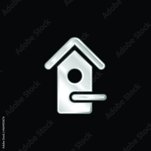 Bird House silver plated metallic icon
