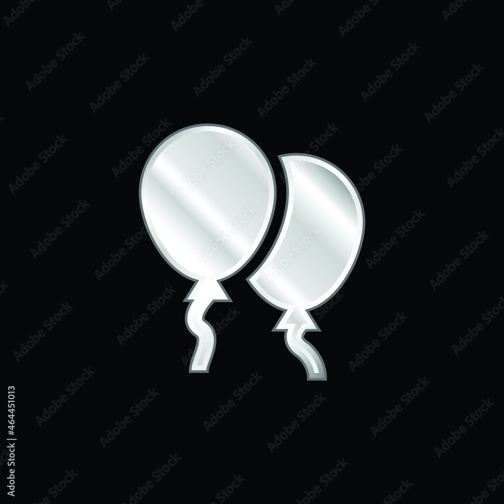 Balloons silver plated metallic icon Balloons silver plated metallic icon