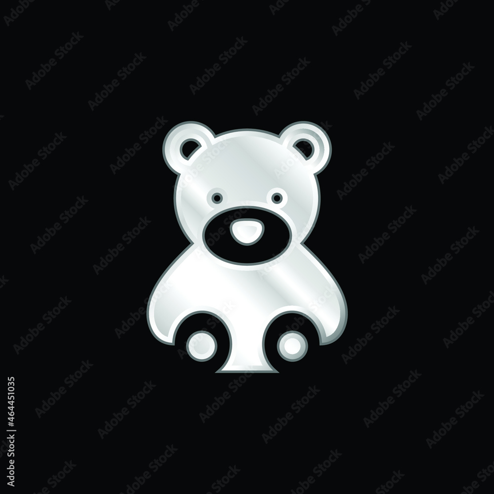 Naklejka premium Bear silver plated metallic icon
