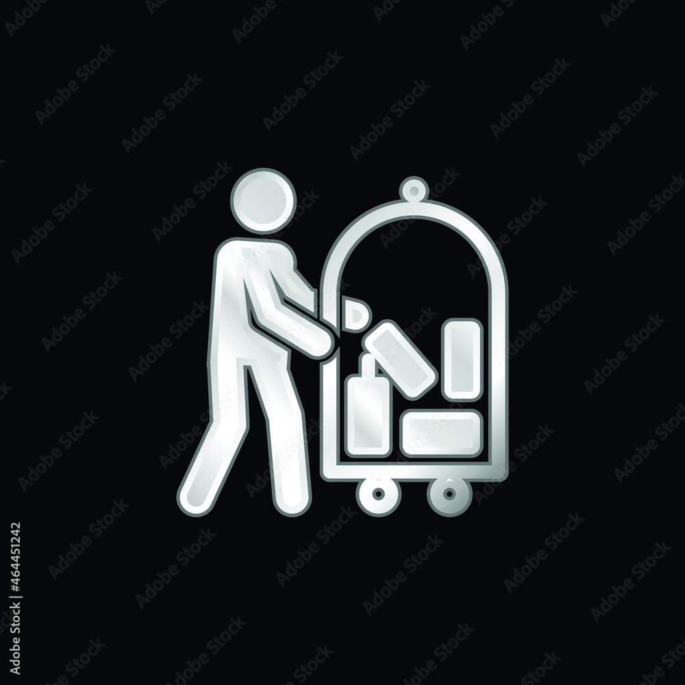 Bellboy silver plated metallic icon Bellboy silver plated metallic icon