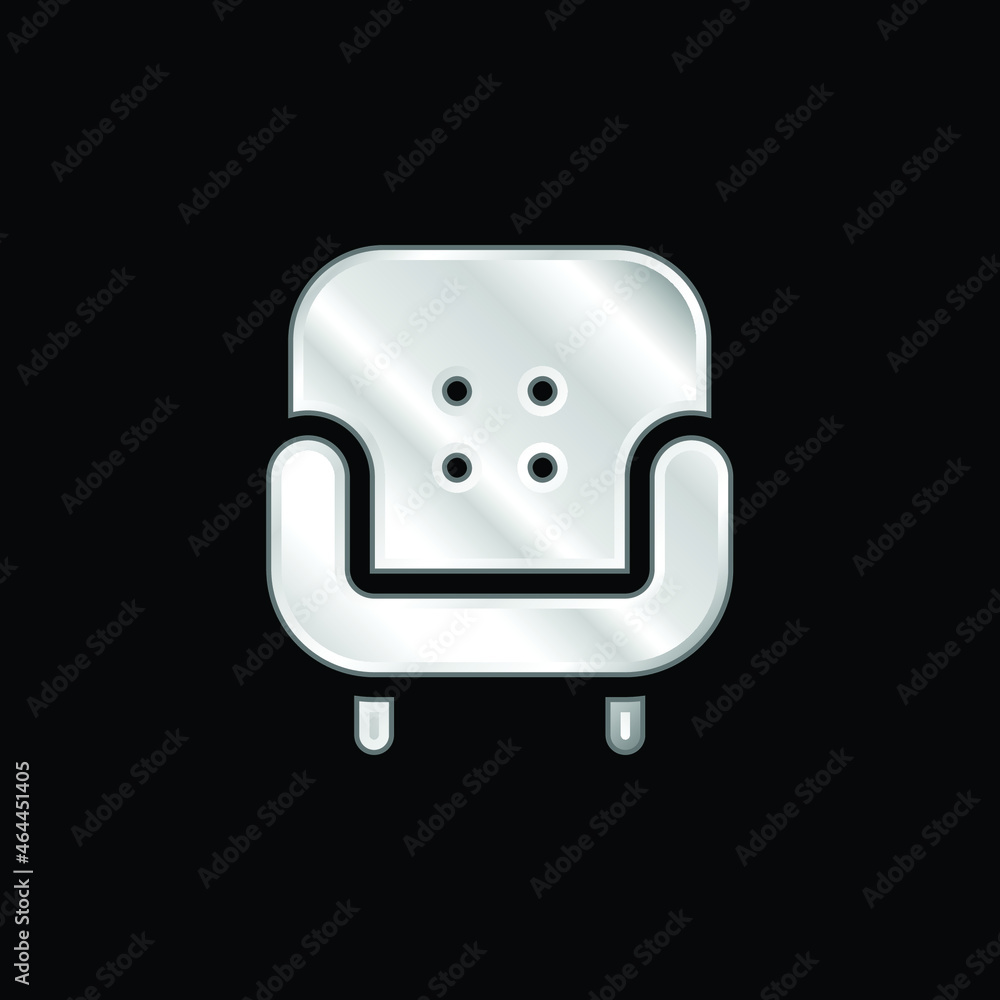 Armchair silver plated metallic icon Armchair silver plated metallic icon
