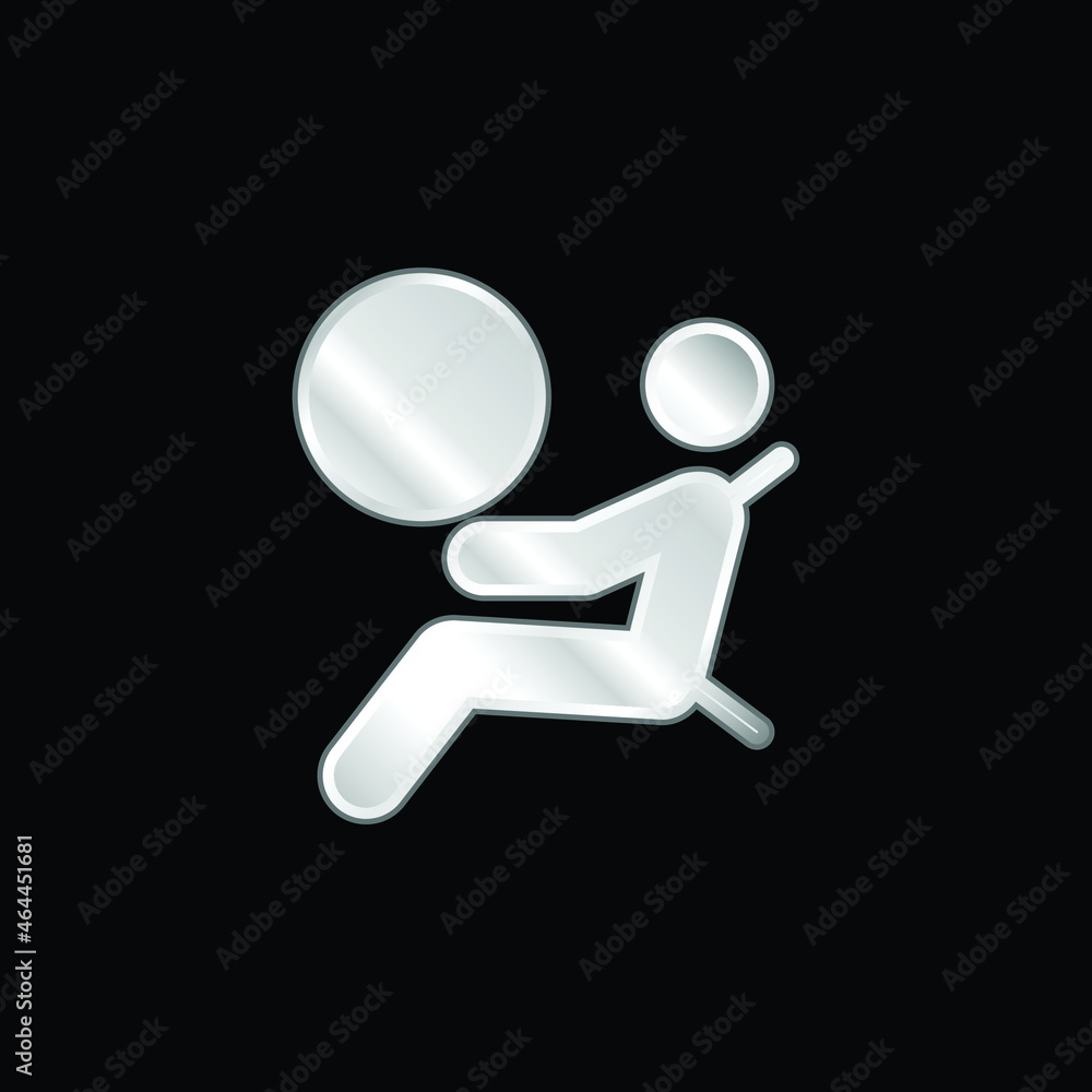 Airbag silver plated metallic icon Airbag silver plated metallic icon