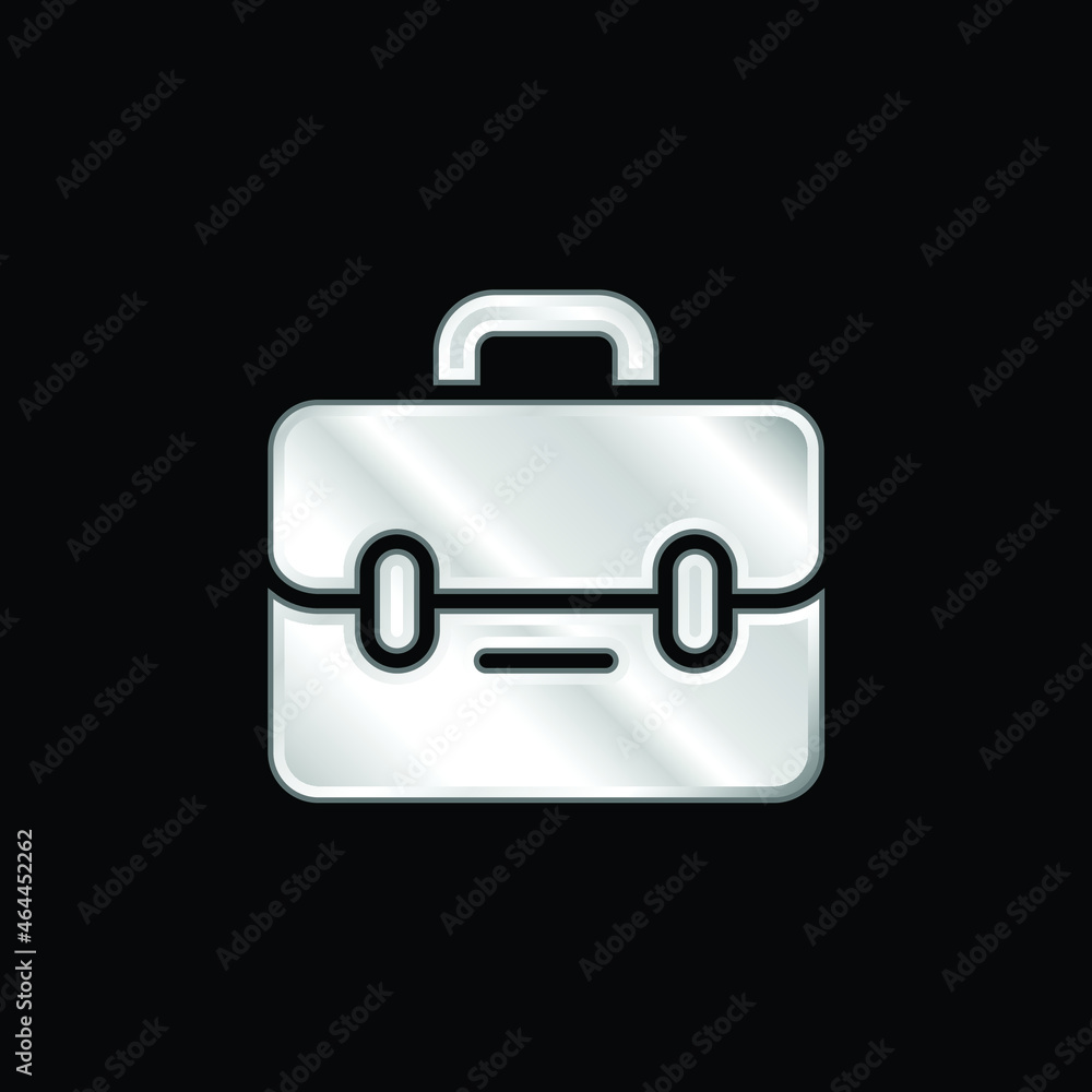 Briefcase silver plated metallic icon Briefcase silver plated metallic icon