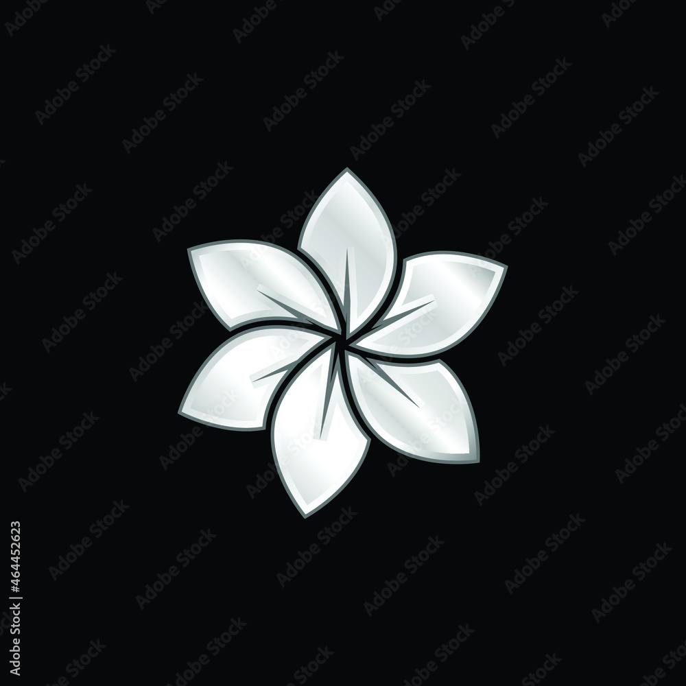 Big Flower silver plated metallic icon