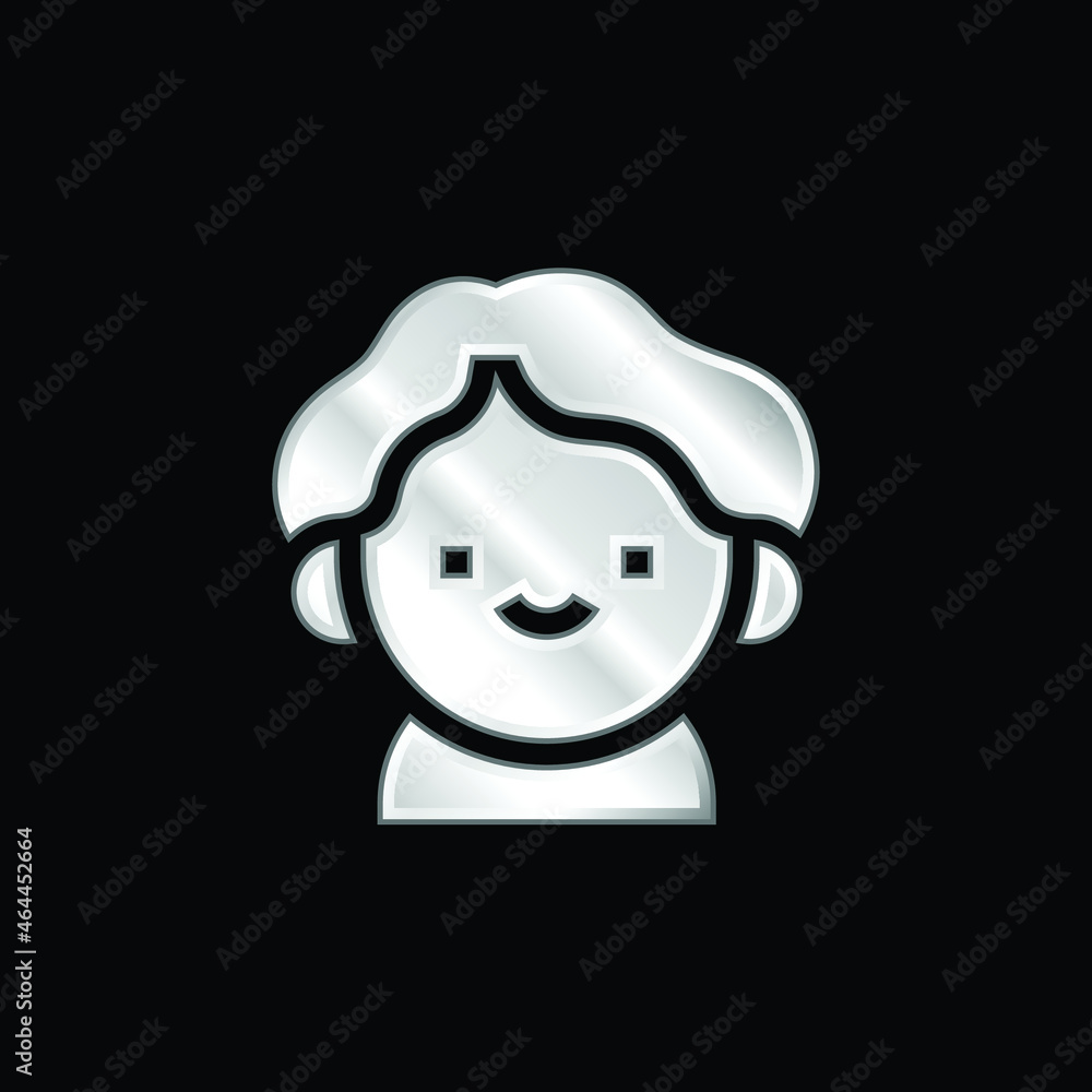 Boy silver plated metallic icon Boy silver plated metallic icon